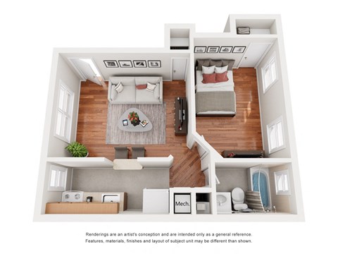 Marlyn 1x1 432sf Floor Plan